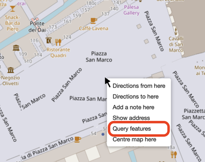 Right-click on OpenStreepMap to open the 'Query features' menu.
