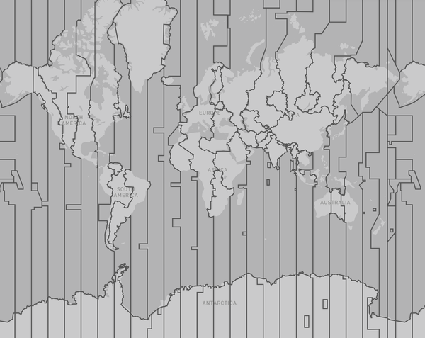 A map of the world highlighting the timezone areas.